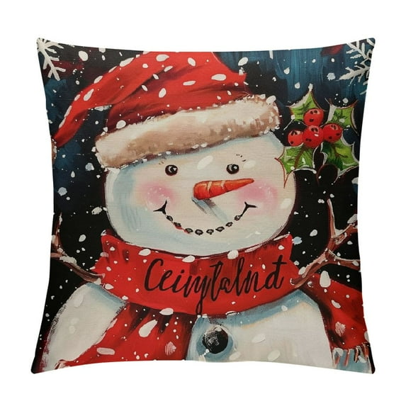 Qinduosi Let It Snow Christmas Decor Pillow Covers Set Of Christmas Snowman Throw Pillow Covers Winter Linen Pillowcase Farmhouse Cushion Case Decoration for Couch Sofa Indoor,Outdoor