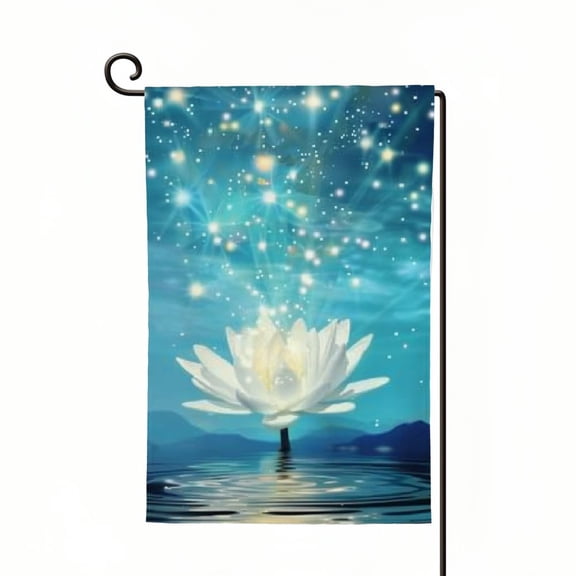 Qinduosi Lotus Flower Garden Flags,Summer Garden Flag for Outside/Outdoor Double Sided Hanging Decorations White