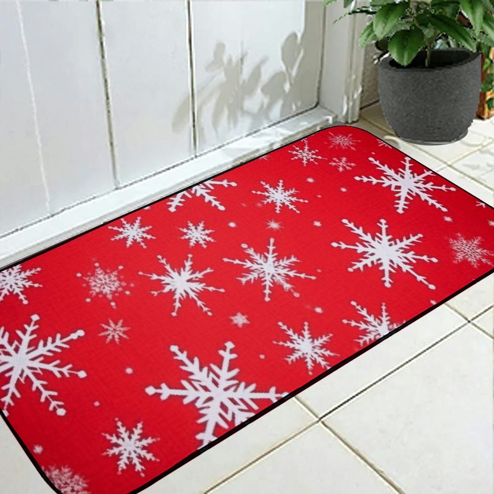 Qinduosi Mats, Christmas Doormat, Front Back Mat Rubber Backing, Non Slip, Indoor &amp; Outdoor, Waterproof, Use for Entry, Patio, Areas, Snowflakes 19.68*47.24 in