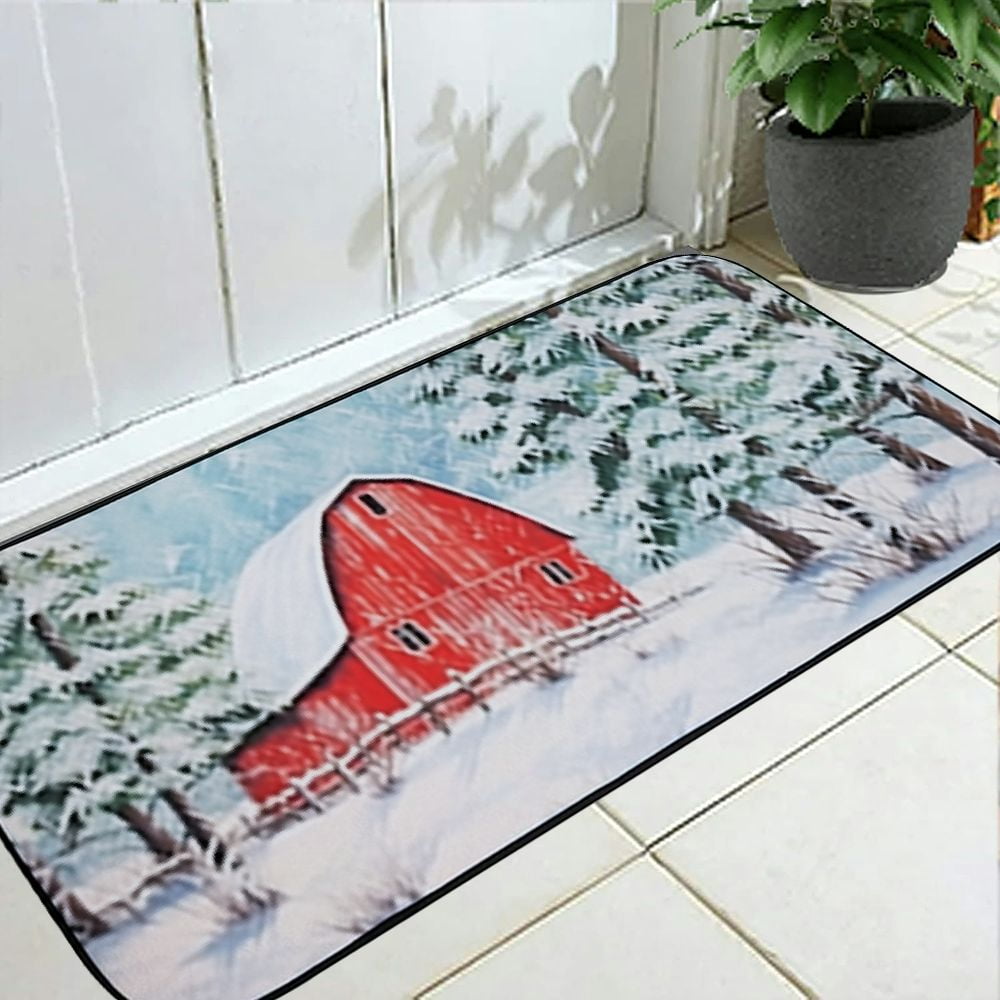Qinduosi Mats, Christmas Doormat, Front Back Mat Rubber Backing, Non Slip, Indoor &amp; Outdoor, Waterproof, Use for Entry, Patio, Busy Areas, Red 19.68*47.24 in