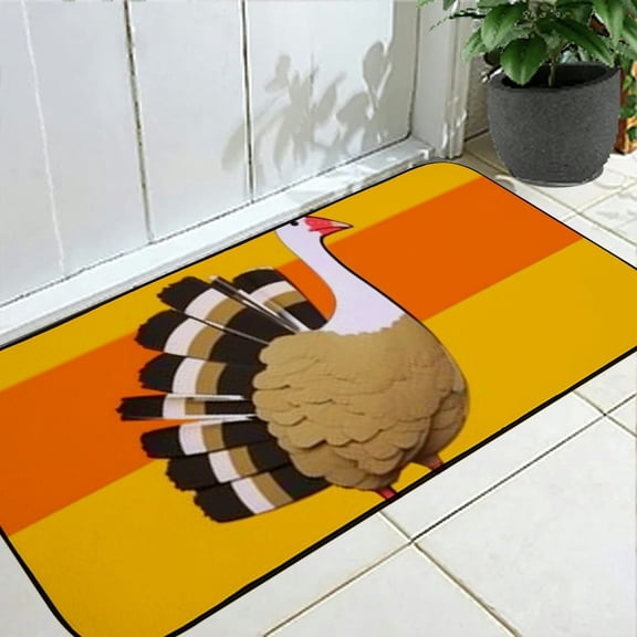 Qinduosi Mats, Fall Thanksgiving Doormat, Front Back Mat Rubber Backing, Non Slip, Indoor &amp; Outdoor, Waterproof, for Entry, Patio, Busy Areas, Turkey 19.68*47.24 in