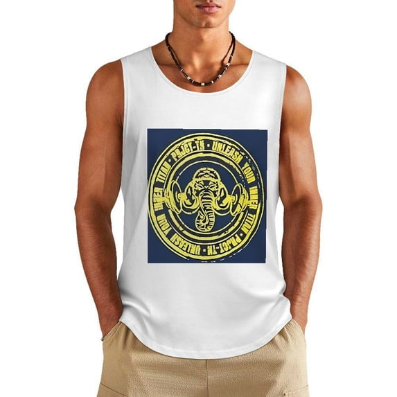 Qinduosi Men Cotton Tank Top, Soft Lightweight and Snug Tanks For Men, Summer Muscle Sleeveless Tank Shirt Gym Workout Tank Top L
