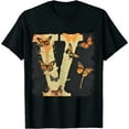 thumbnail image 1 of Qinduosi Men's Big V T-Shirts Fashion Print Shirt Round Neck Short Sleeve Black, 1 of 3