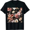 thumbnail image 1 of Qinduosi  Men's Floral Print Short Sleeve Crew Neck Casual Tee Shirt Tops Black, 1 of 3