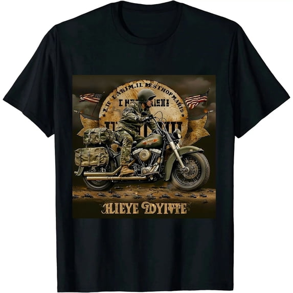 Qinduosi - Men's Graphic Short Sleeve Crew Neck T-Shirt - Overseas Tour | Black