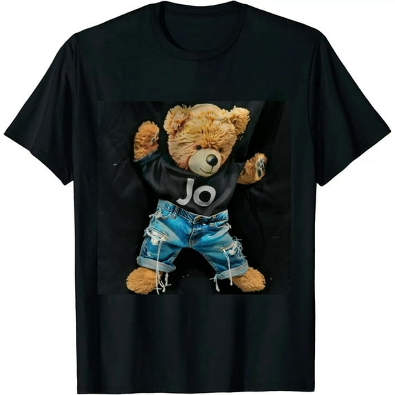 Qinduosi Men's Graphic Tees Cartoon Print Long Sleeve Round Neck T Shirts Tops Black
