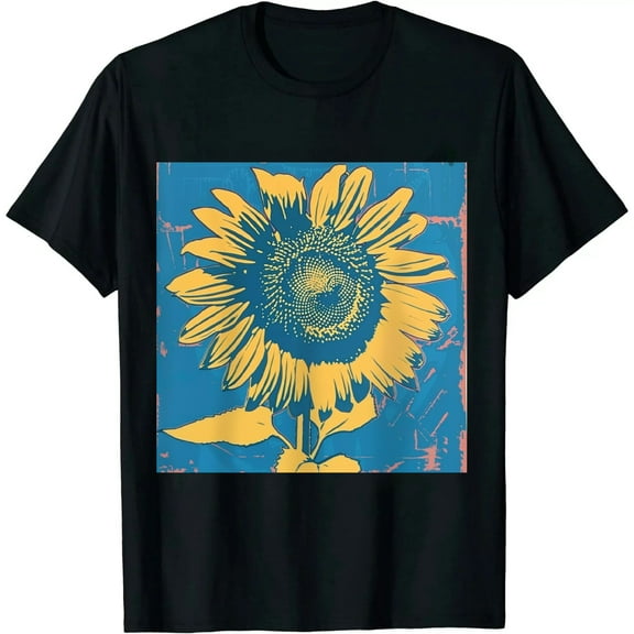 Qinduosi  Men's Summer Casual Graphic Print Round Neck Short Sleeve T Shirt Tee Tops Black