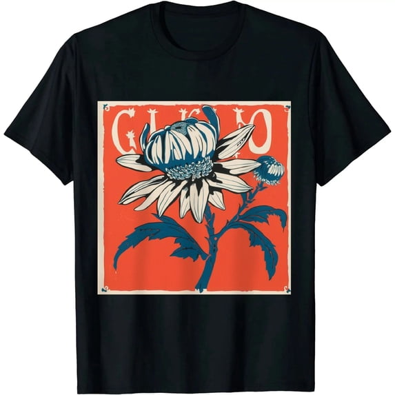 Qinduosi Men's Summer Casual Graphic Print Round Neck Short Sleeve T Shirt Tee Tops Black