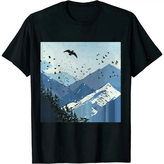 Qinduosi Men's T-Shirt Graphic Print Round Neck Short Sleeve T Shirt Cool Design Tee Black