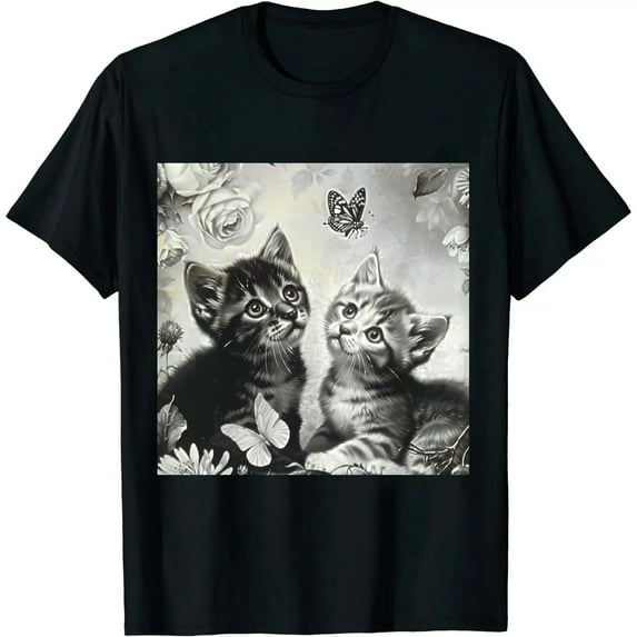 Qinduosi Mens Butterfly Solar Color Changing Short-Sleeve T-Shirt Black