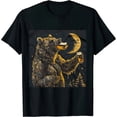 thumbnail image 1 of Qinduosi Mens Camping Party T Shirt Outdoor Drinking Partying Nature Lovers Tee for Guys Black, 1 of 3