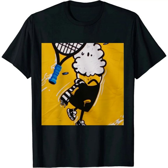 Qinduosi Mens Hip-Hop Modern Tees - Stylish Print T-Shirt Black