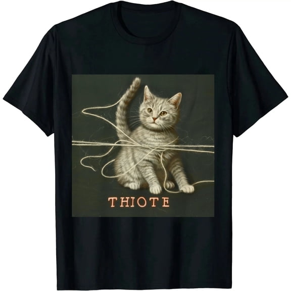 Qinduosi Mens String Theory Tshirt Funny Cat Math Science Nerdy Tee Black