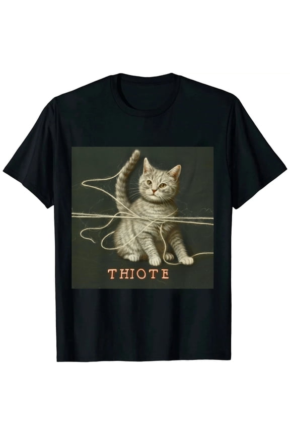 Mens String Theory Tshirt Funny Cat Math Science Nerdy Tee Black
