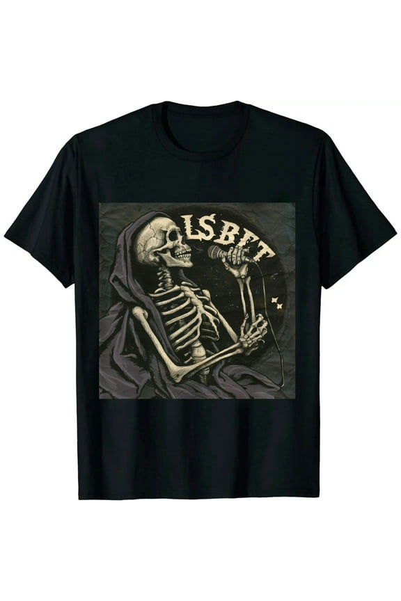 Mens T Shirt Halloween Skeleton Tee for Guys Black