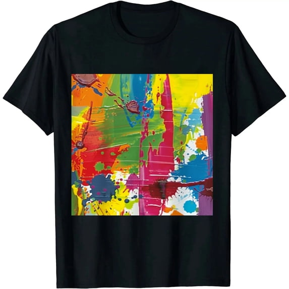Qinduosi Mens Womens Graphic T-Shirts Unisex Printed Short Sleeve Shirts Tops Black