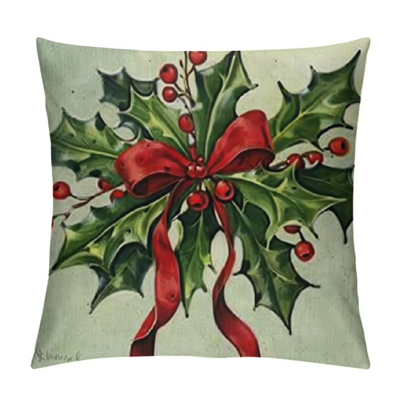 Qinduosi Merry Christmas Tree Decorative Throw Pillow Covers Set of , Xmas Joy Snowflakes Green Outdoor Pillowcase, Winter Holiday Farmhouse Cushion Case Home Decor