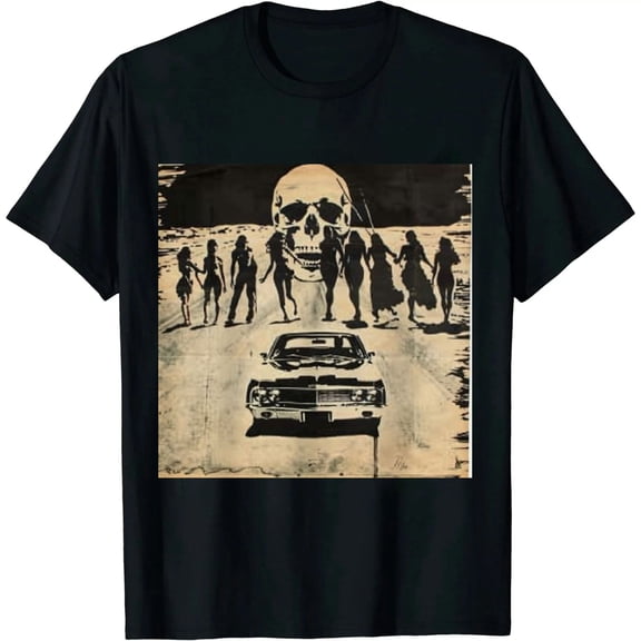 Qinduosi Mod.4 Stuntman Mike Car Skull Quentin Tarantino Movie Driving School Camiseta T-Shirt Black