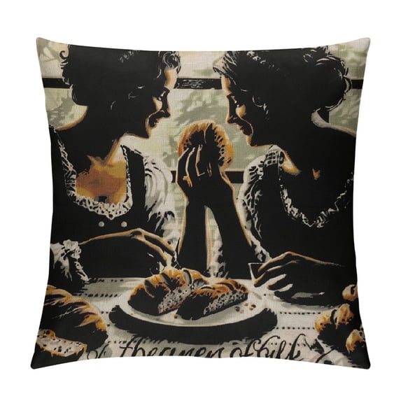 Qinduosi Motivational They Broke Bread in Their Homes and Ate Together Glad and Sincere Hearts Decorative Throw Pillows Black Linen Soft Farmhouse Cushion Covers Home Decor for Sofa Chair Zipper