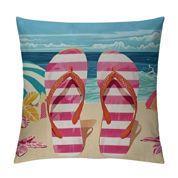 Qinduosi Outdoor Waterproof Pillow Covers for Patio Furniture Summer Beach Decorative Throw Pillow Cover Life Is Better in Pillowcases Set of Cushion Case for Sofa Couch Chair Home Decor White