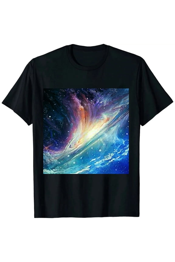 Outer Space T Shirts for Men Printed Planets Shirt Black