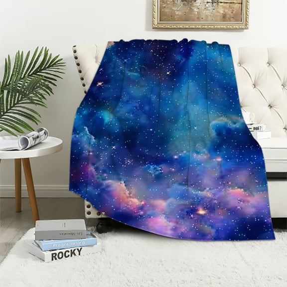 Qinduosi Outer Space Throw Blanket Soft Bed Bedding Warm Flannel Blankets Gifts for Kids Boys Teens Men, Sofa Living Room Bedroom Home Decor