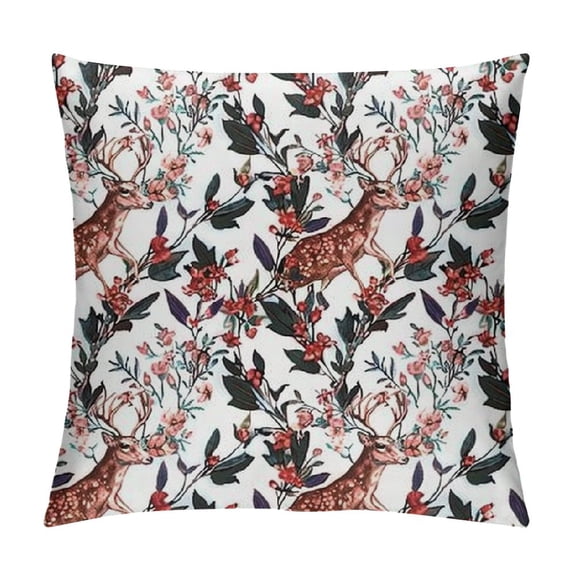 Qinduosi Pack of Throw Pillow Covers Inch, Watercolor Red Floral Leaves Pillow Covers, Farmhouse Botanical Cushion Covers For Women, Rustic Plants Decorative Pillow Covers