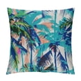 thumbnail image 1 of Qinduosi  Palm Leaf Throw Pillow Cover Set of  Tropical Summer Print with Palm Abstract Nature Pattern Fantasy Dream, Square Cushion Covers Decor for Bed Couch Sofa, ", Blue Mint Green Orange, 1 of 5