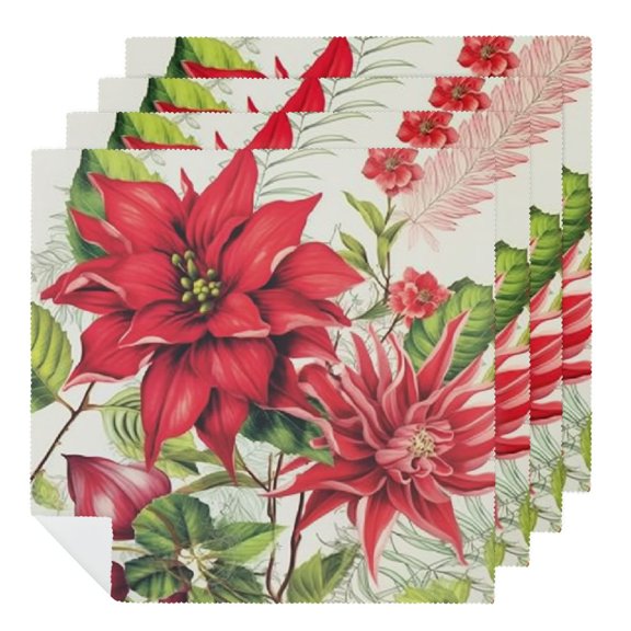 Qinduosi Party Cloth Napkins Dinner Table Napkins, Washable Reusable Polyester Napkins for Home Holiday Party Wedding Table Setting Decoration 4 PCS