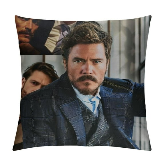 Qinduosi Pedro Pascal Pillow Case Novel Decoration Pillowcase Fashion Zipper Square Pillow Cover Living Room Cushion Sofa Cushion for Home and car Sofa White