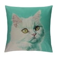 thumbnail image 1 of Qinduosi Pet Pillow Cover White Angora Cat Throw Pillow Covers Green Pillowcovers Soft Double Side Print Sofa Linen Square Throw Pillowcover inch for Living Room Bedroom Car Decor, 1 of 5