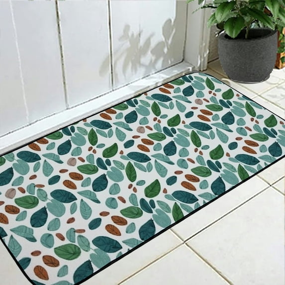 Qinduosi Philodendron Doormat, Colorful Exotic Alocasia Leaves Print, Decorative Floor Mat with Non-Skid Backing, Teal Mint Green Hunter Green Peacock Green 19.68*47.24 in