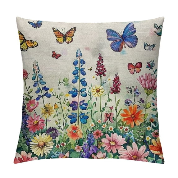 Qinduosi Pillow Covers Inch Set of Colorful Herbs Plant Leaf Floral Daisy Butterfly Throw Pillow Covers Spring Cushion Case Farmhouse Decorative Pillows for Couch Sofa