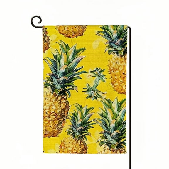 Qinduosi Pineapple Garden Flag Vertical Double Sided Yellow Pineapple Slice Decorative Seasonal Summer Fruits Flags for Outside Yard Outdoor Decoration White