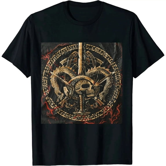 Qinduosi Printed Tee, Clothing, Nordic Tradition, Clothing for Men/Women Full Size S-5XL Black