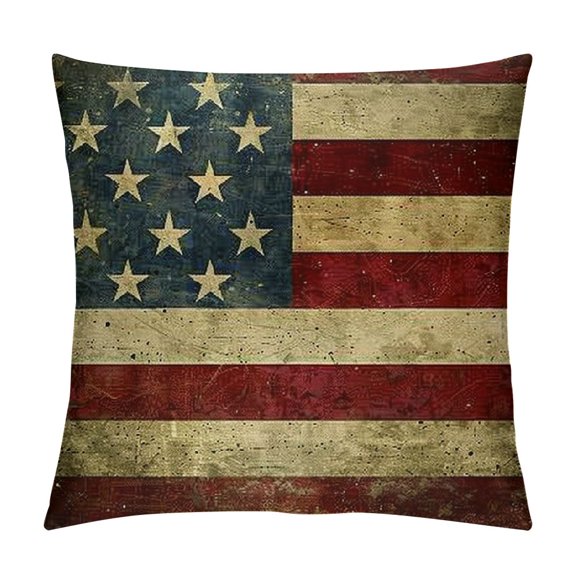 Qinduosi Retro American Flag Patriotic th of July Pillow Covers Home Decorative Soft Cushion Case for Bed Sofa Couch Two Sided White