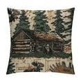 thumbnail image 1 of Qinduosi Retro Brown Bear Paw Prints House Cabin Forest Pine Nut Trees Field Fall Autumn Decorative Throw Pillow Cover Case Home Living Room Bed Sofa Car Linen Square Inches, 1 of 5