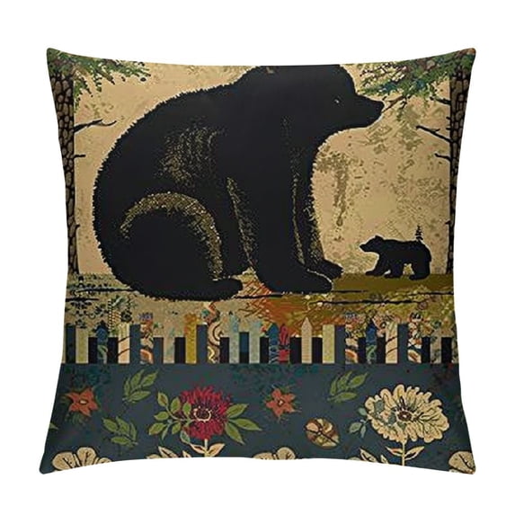 Qinduosi Retro Brown Forest Pine Nut Trees Fall Autumn Decorative Throw Pillow Cover Case Home Living Room Bed Sofa Car Square Inches