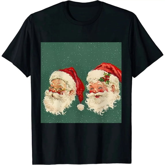 Qinduosi Retro T Women Merry Christmas Vintage Graphic Tee Xmas Black