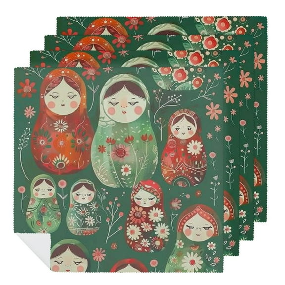 Qinduosi Russian Matryoshka Nesting Dolls. Dinner Napkins Soft Cloth Napkins Printed Table Napkins for Parties Weddings Event 2 PCS