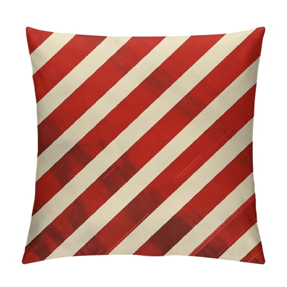Qinduosi Set of Throw Pillow Covers Inch Christmas Contain Stripes in Red and Cream Colors Great for Wrapping Home Decor Pillowcases Square Pillow Cases Cushion Covers for Sofa Bed