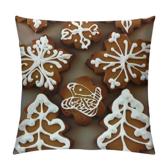Qinduosi Soft and Pillow Covers - Convenient Hidden Zipper Design - Versatile for Sofas, Chairs, and Decor Gingerbread Cookies
