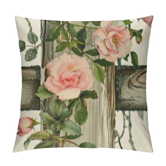 Qinduosi Spring Easter Pillow Covers Bunny Floral Wreath Easter Pillow CasePink Flowers Throw Pillow Covers White