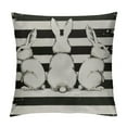 thumbnail image 1 of Qinduosi Spring Easter Pillow Covers Inch Set of ,Grey Stripes Bunny Throw Pillows Case,Rabbit Design Outdoor Decorative Square Linen Farmhouse Decor Cushion Covers for Home Sofa Bed Couch White, 1 of 5