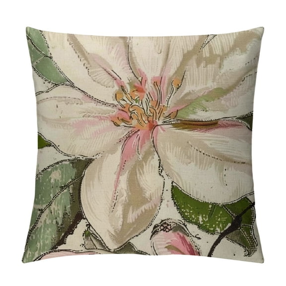 Qinduosi Spring Mangnolia Green Throw Pillow Covers,  Vases Cushion Case Decoration for Sofa Couch White