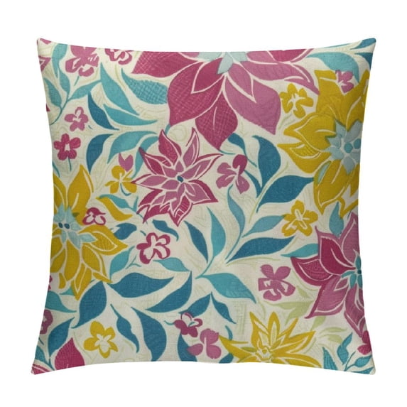 Qinduosi Spring Pillow Covers Inch Set of , Yellow Pink Blue Colored Floral Colorful Easter Themed Flower Decorative Throw Pillow Covers Outdoor Farmhouse Cushion Case for Couch Sofa Bed Decor