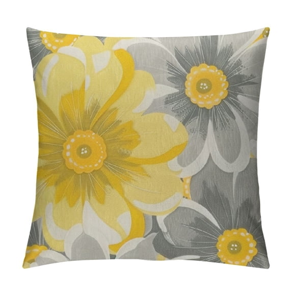 Qinduosi Spring Summer Pillow Covers of , Yellow Grey Decor Pillows Sunflower Throw Pillow Covers Indoor Outdoor for Couch Sofa Cushion Bed Outdoor Spring Summer Decorations for Home White