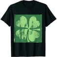 thumbnail image 1 of Qinduosi St Patricks Day Women's Crewneck T-Shirts Four-Leaf Clover Printed Summer Loose Casual Tee Teen Black, 1 of 3
