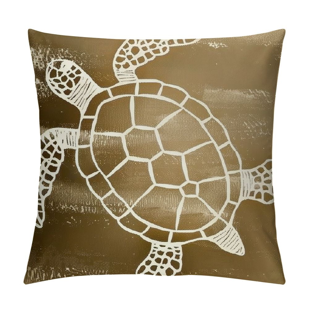 Qinduosi Starfish Sea Turtle Pillow Case Brown Beach Theme Throw Pillows Cover Modern Coastal