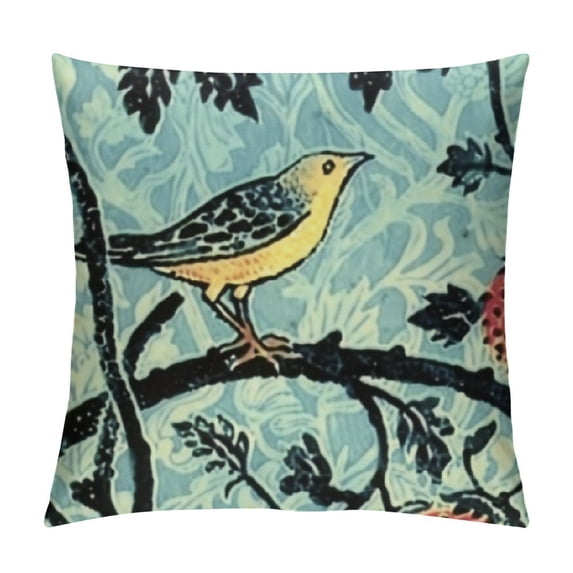 Qinduosi Strawberry Thief Design Decorative Throw Pillow Cover Soft Velvet Throw Pillowcases Home Decor Living Room Cushion Cover for Bed Couch Car White